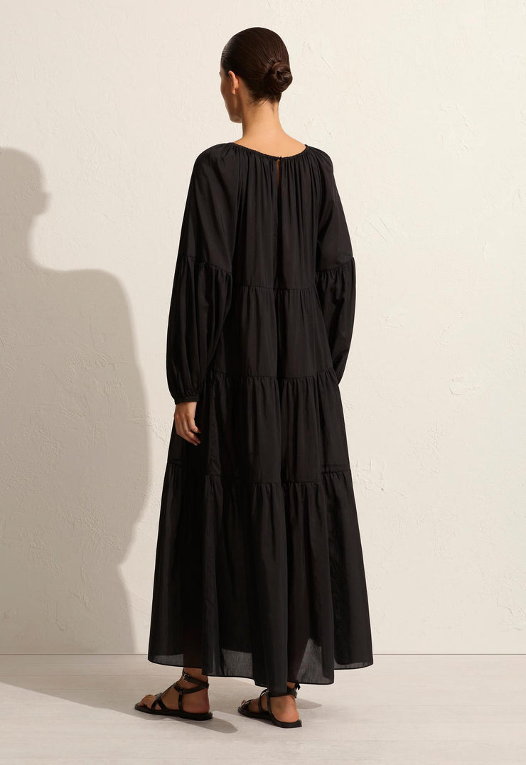 Voluminous Tiered Dress - Black - Matteau
