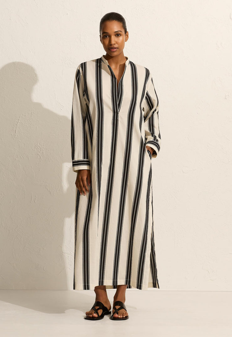 Relaxed Stripe Djellaba - Nero Stripe - Matteau
