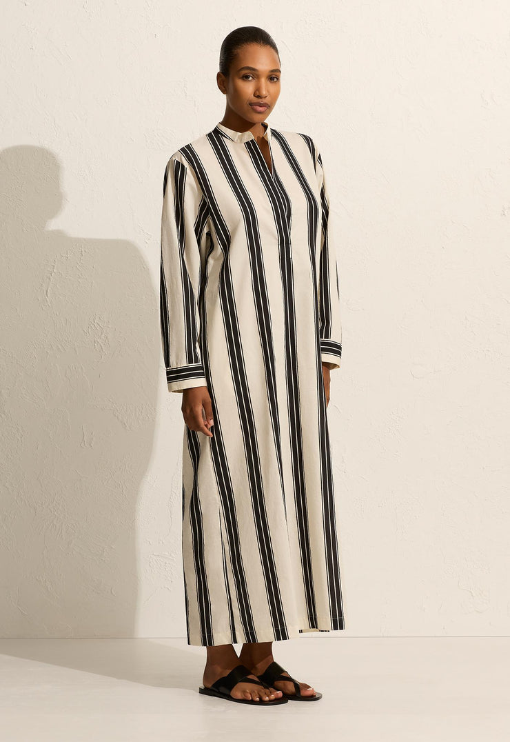 Relaxed Stripe Djellaba - Nero Stripe - Matteau