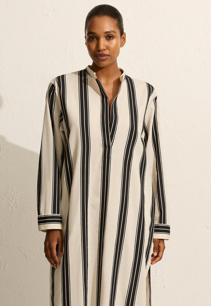 Relaxed Stripe Djellaba - Nero Stripe - Matteau