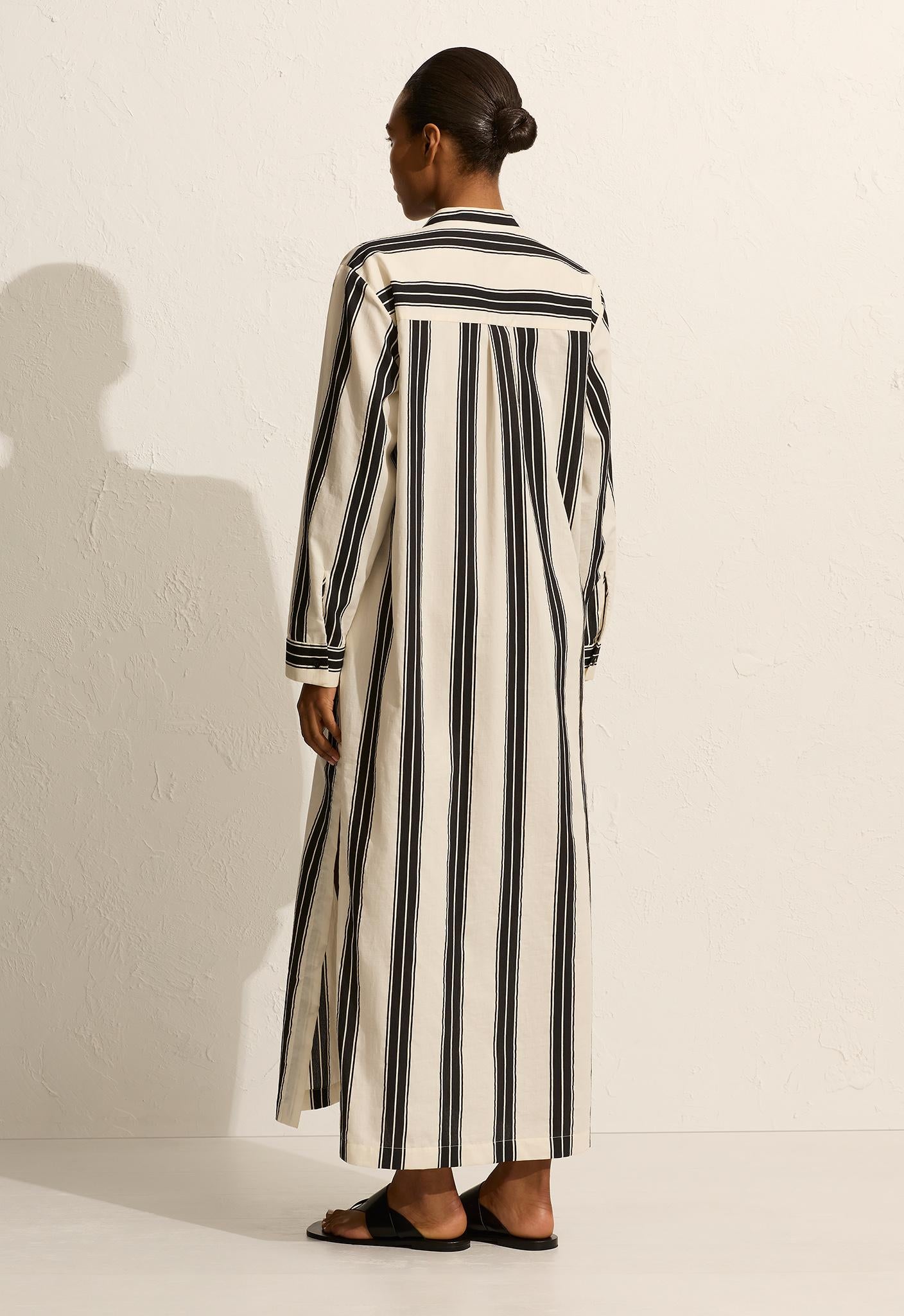 Relaxed Stripe Djellaba - Nero Stripe - Matteau