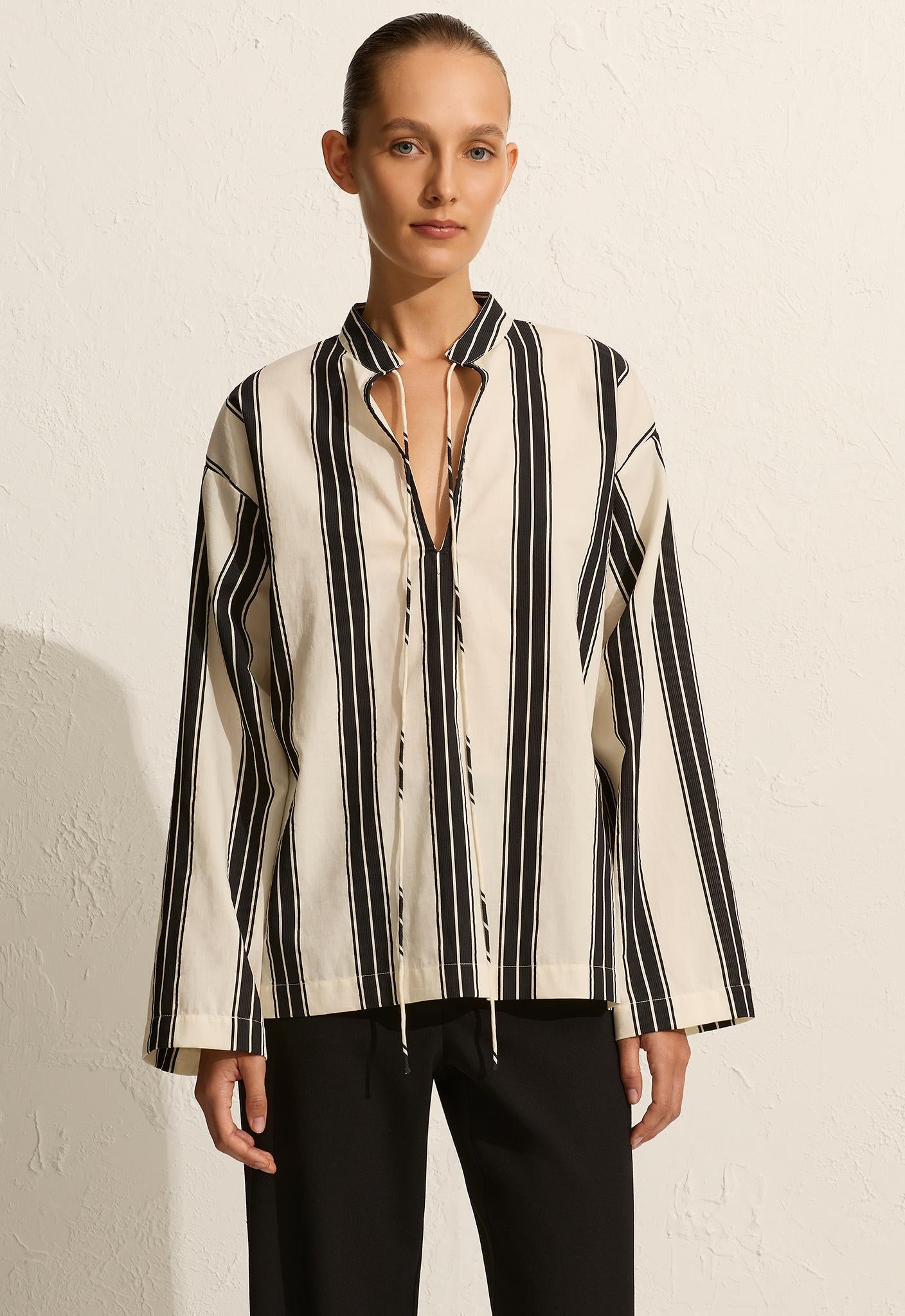 Relaxed Stripe Tunic - Nero Stripe - Matteau