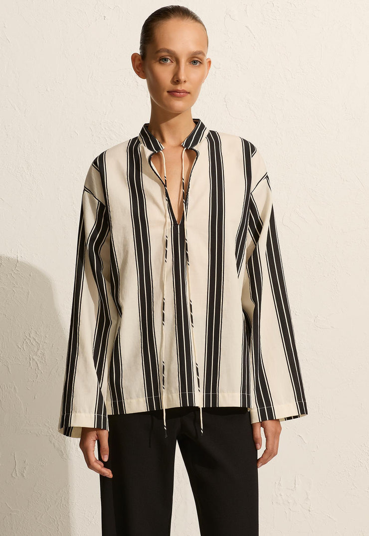 Relaxed Stripe Tunic - Nero Stripe - Matteau