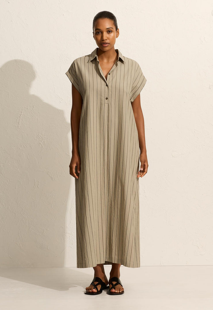 Sleeveless Stripe Djellaba - Sage Stripe - Matteau