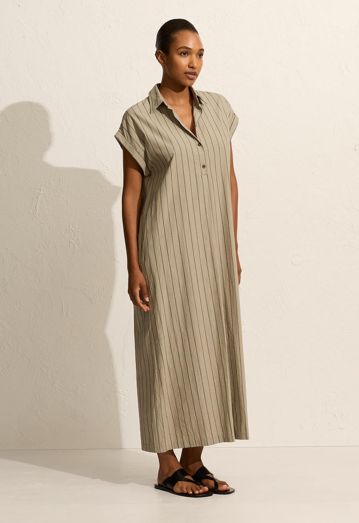 Sleeveless Stripe Djellaba - Sage Stripe - Matteau