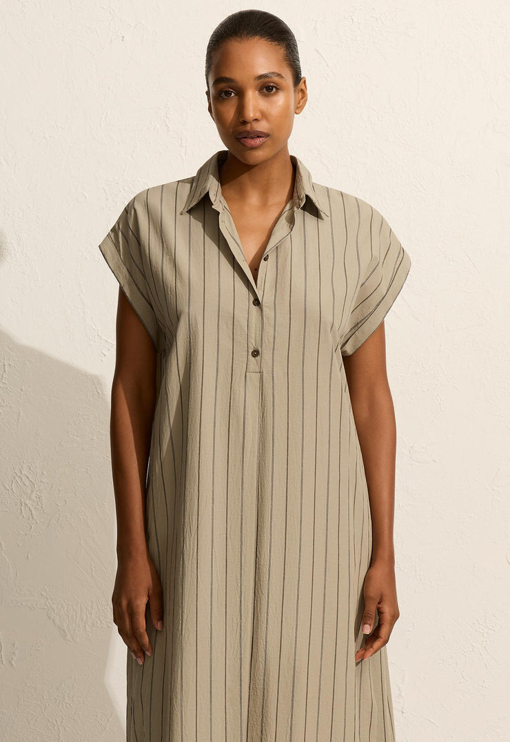 Sleeveless Stripe Djellaba - Sage Stripe - Matteau
