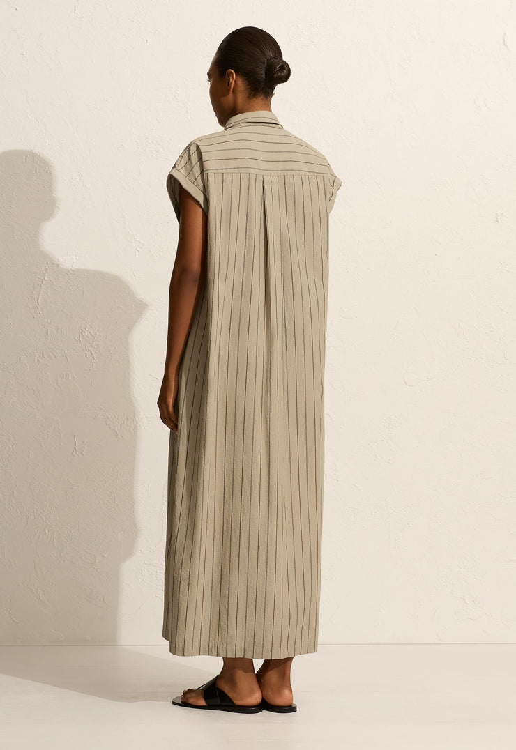 Sleeveless Stripe Djellaba - Sage Stripe - Matteau