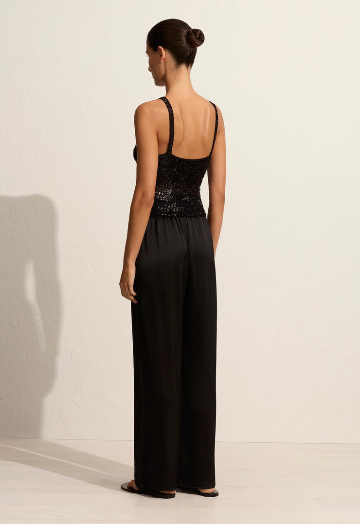 Crochet Sequins Tank - Black - Matteau