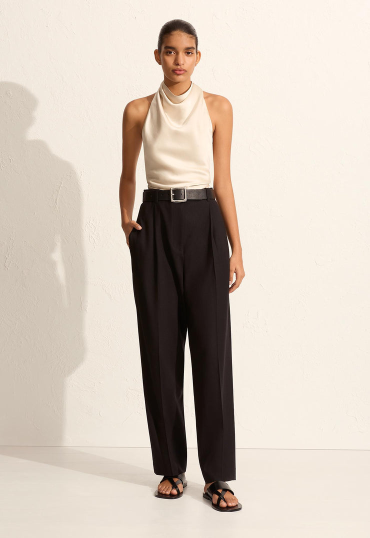 Satin Scarf Blouse - Ivory - Matteau