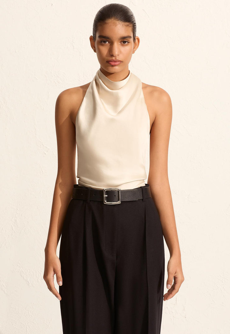 Satin Scarf Blouse - Ivory - Matteau