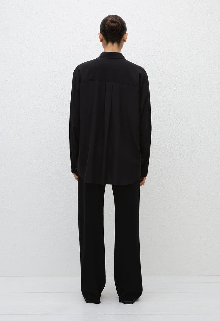 Long Sleeve Silk Shirt - Black - Matteau