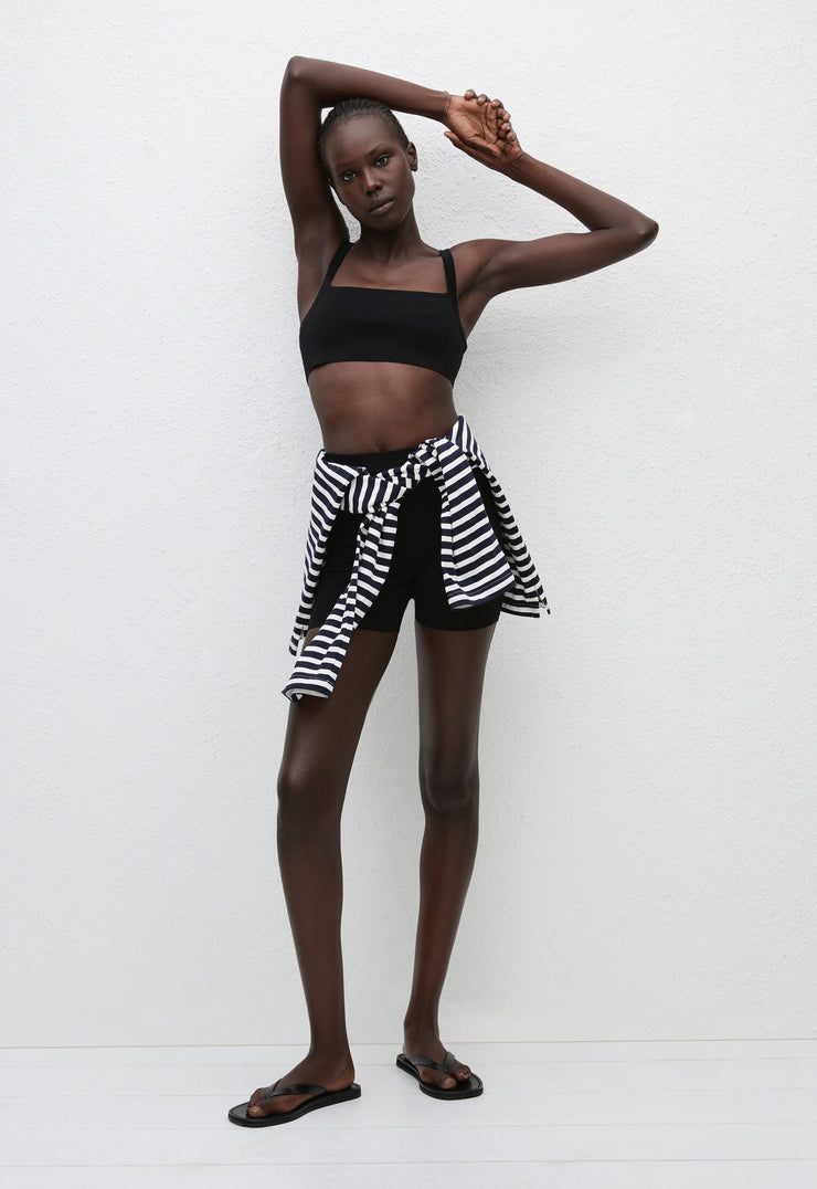 Cropped Knit Bike Short - Black - Matteau