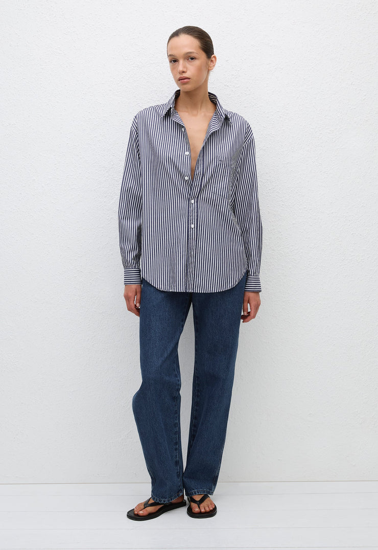 Classic Stripe Shirt - Navy Stripe - Matteau