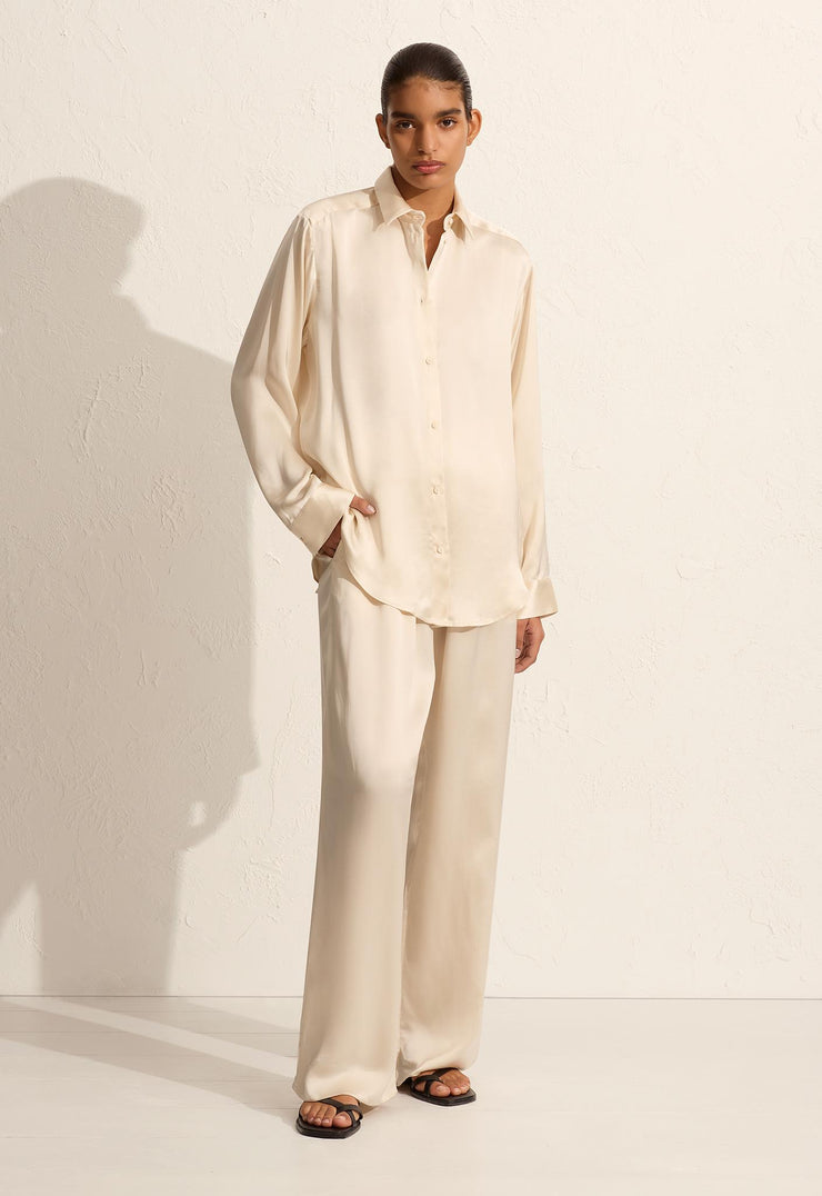 Satin Shirt - Ivory - Matteau