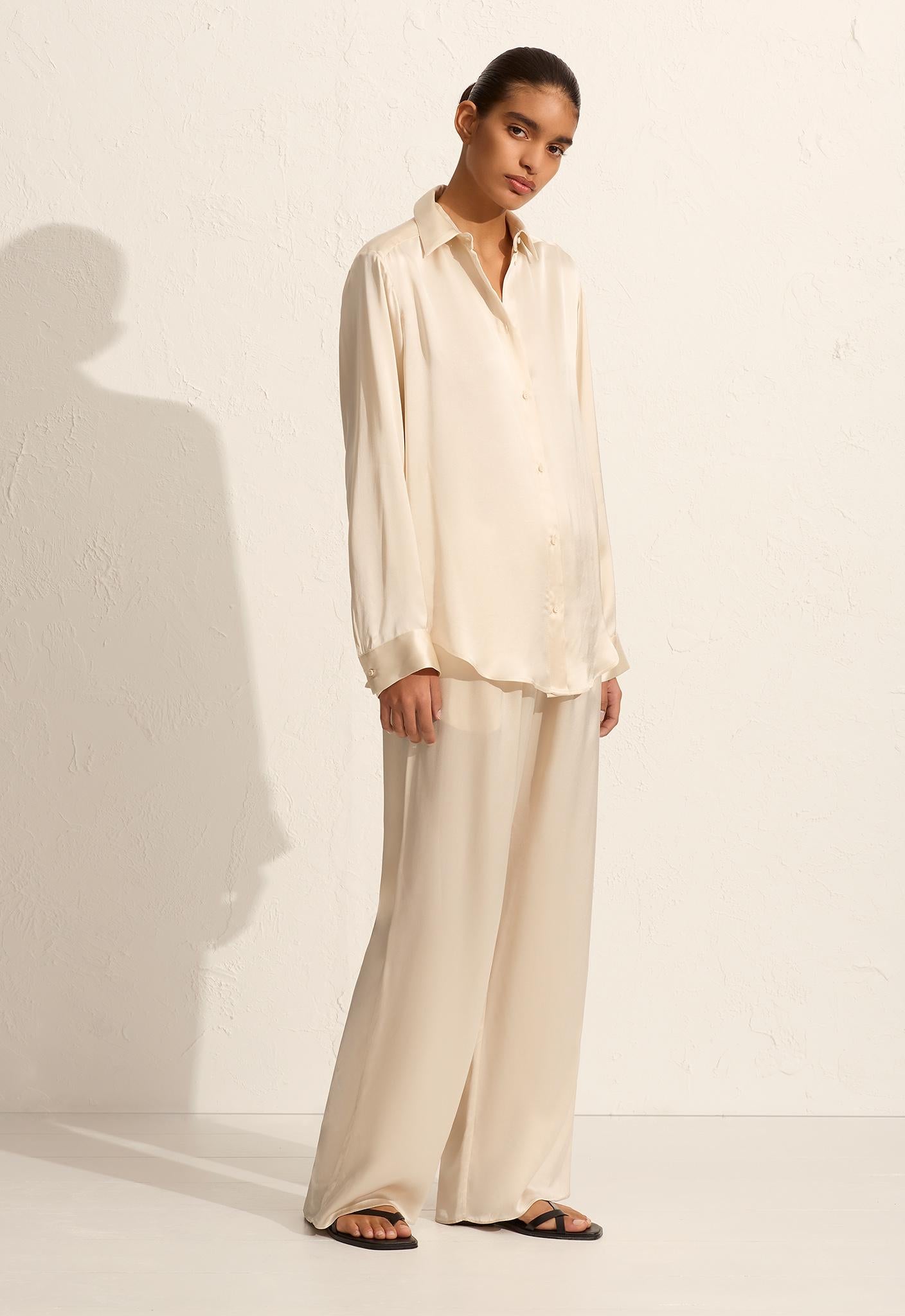 Satin Shirt - Ivory - Matteau