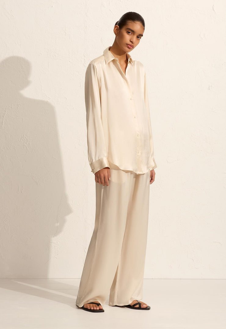Satin Shirt - Ivory - Matteau