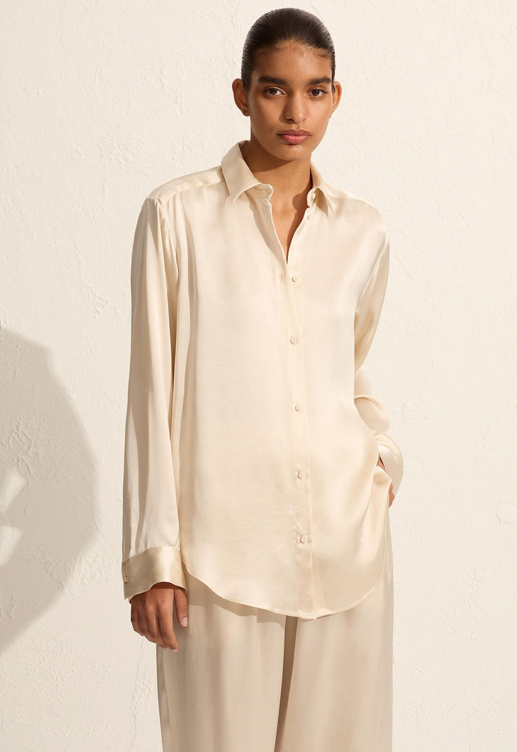 Satin Shirt - Ivory - Matteau