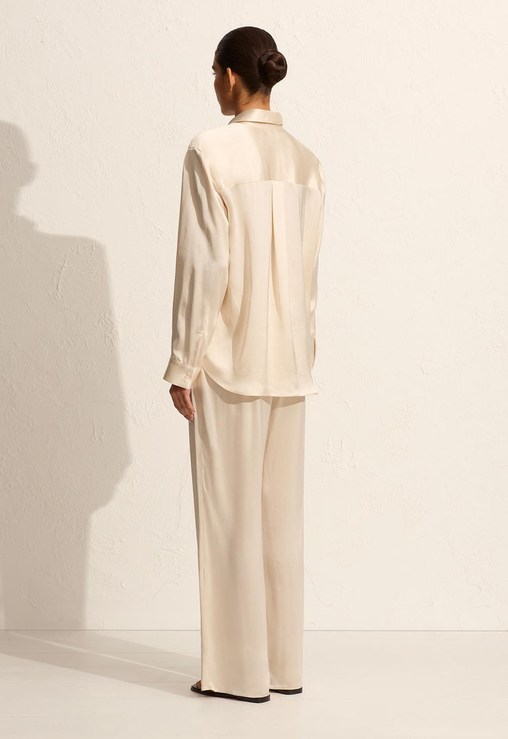 Satin Shirt - Ivory - Matteau