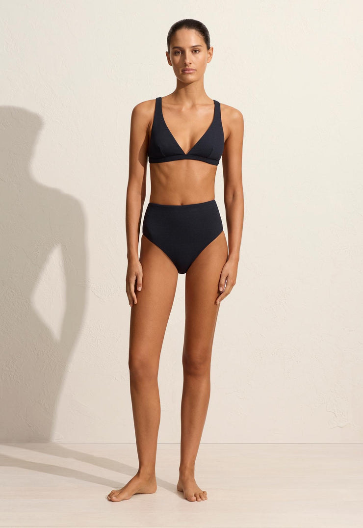 Plunge Top - Navy Crinkle - Matteau
