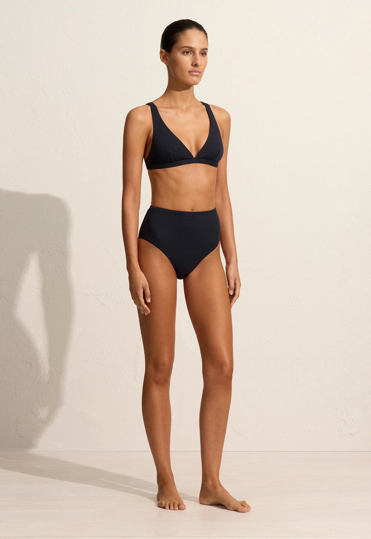 Plunge Top - Navy Crinkle - Matteau