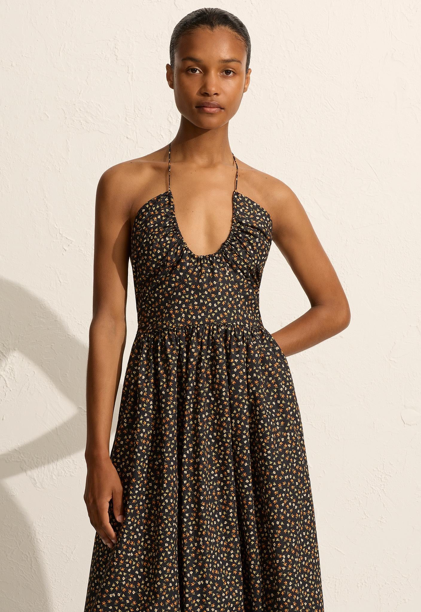 Drawcord Halter Sundress - Meadow - Matteau