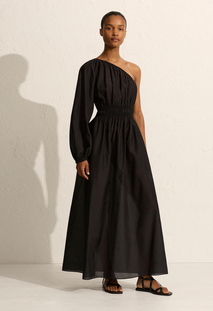 Single Sleeve Maxi Dress - Black - Matteau