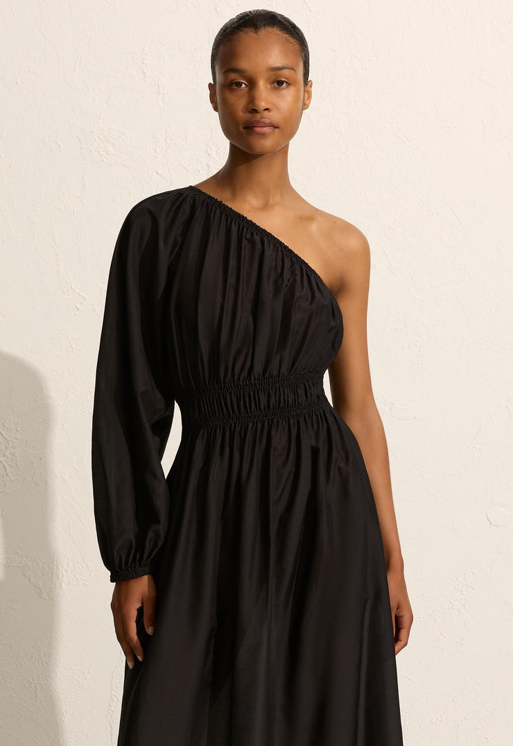 Single Sleeve Maxi Dress - Black - Matteau