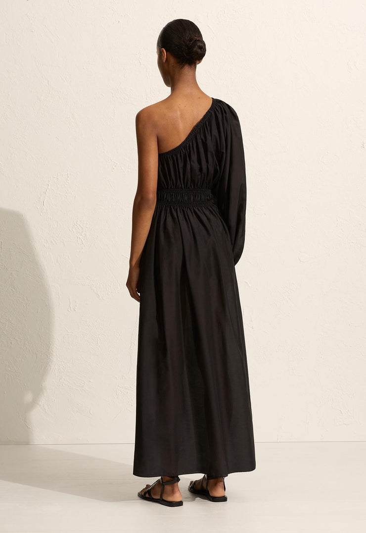 Single Sleeve Maxi Dress - Black - Matteau