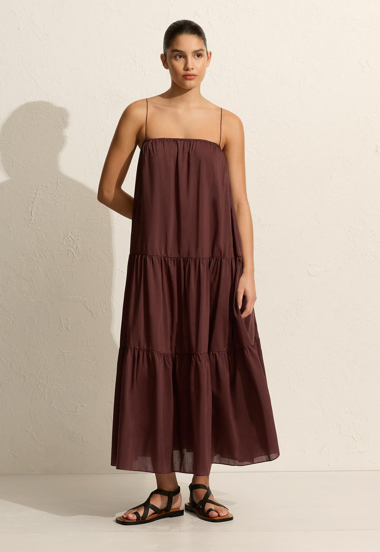 Voluminous Tiered Sundress - Burgundy - Matteau