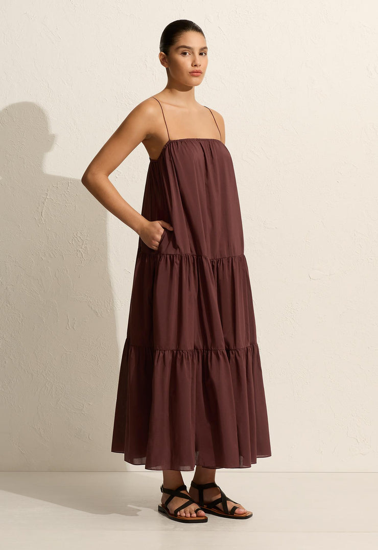 Voluminous Tiered Sundress - Burgundy - Matteau