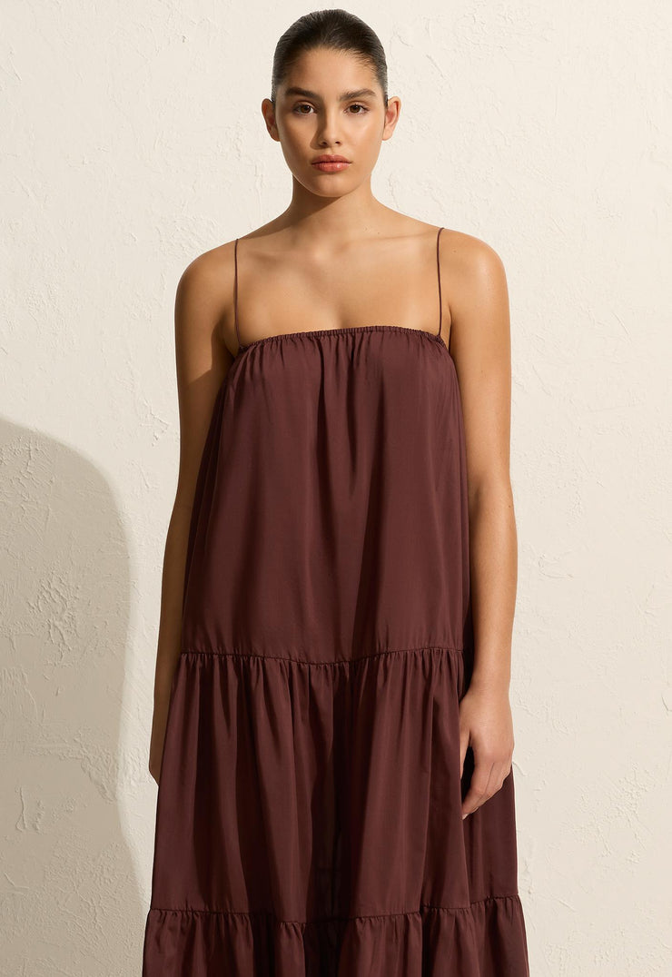 Voluminous Tiered Sundress - Burgundy - Matteau