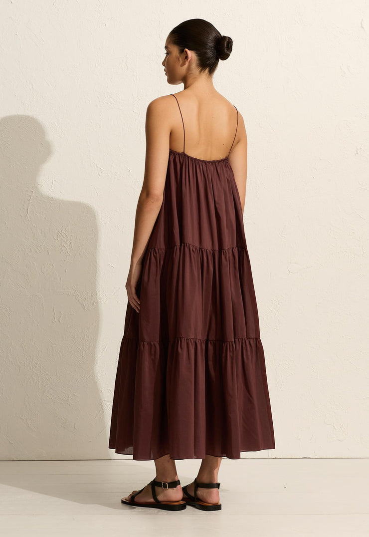 Voluminous Tiered Sundress - Burgundy - Matteau
