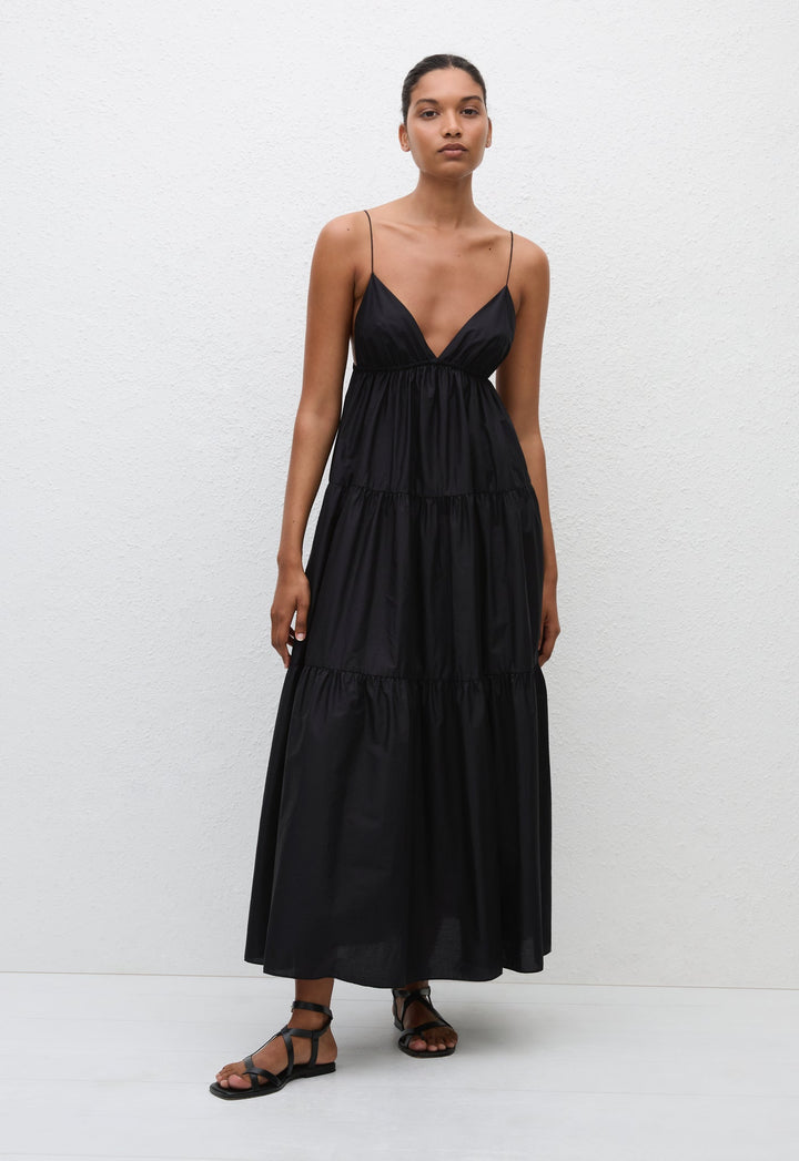 black triangle dress MATTEAU Tiered Sundress - Love triangle Black Mini Party Dress, women's strapless mini dress elastic ruching at the Width:D