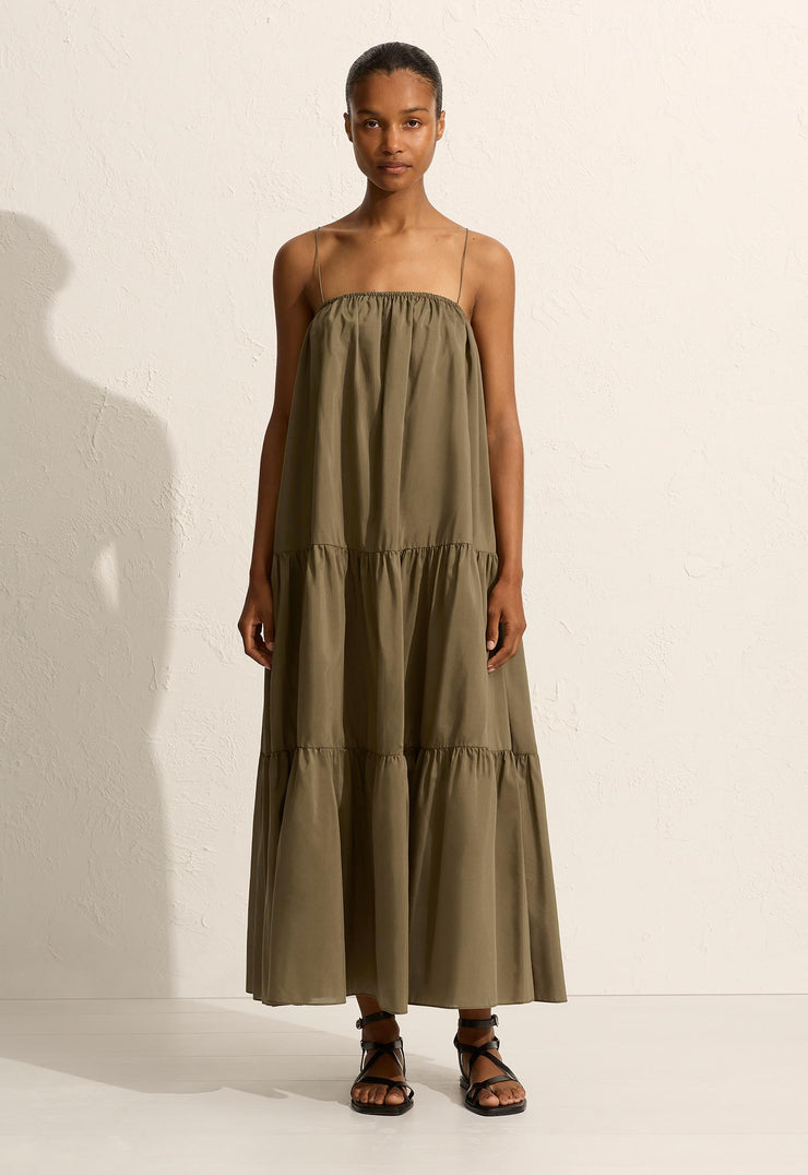 Voluminous Tiered Sundress - Olive - Matteau