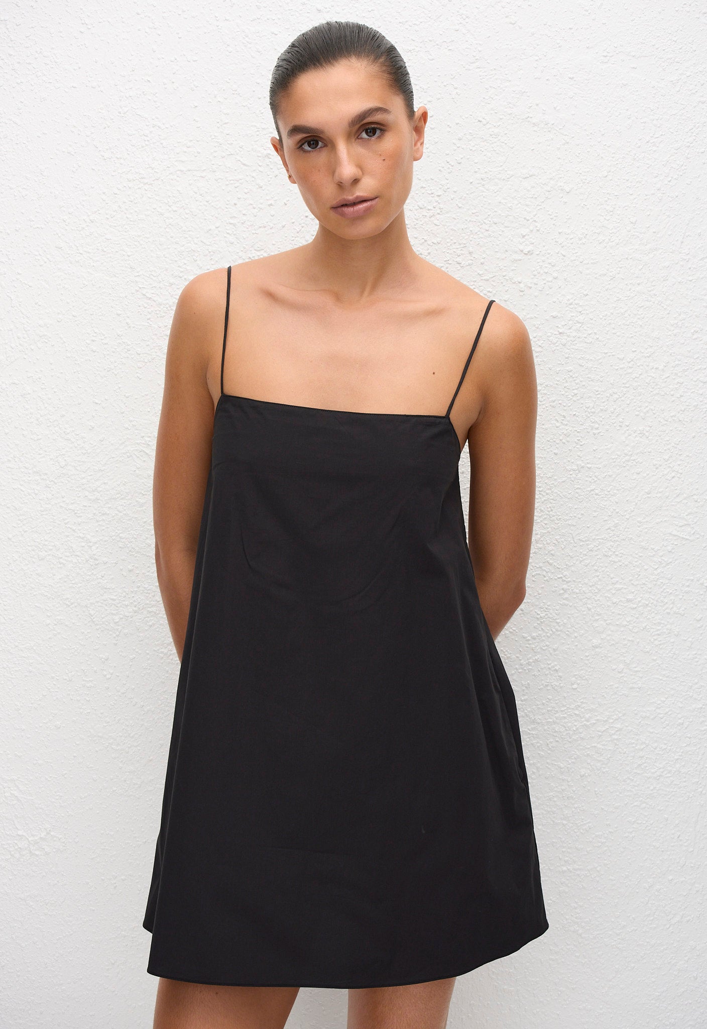 Square Cami Mini Dress - Black - Matteau