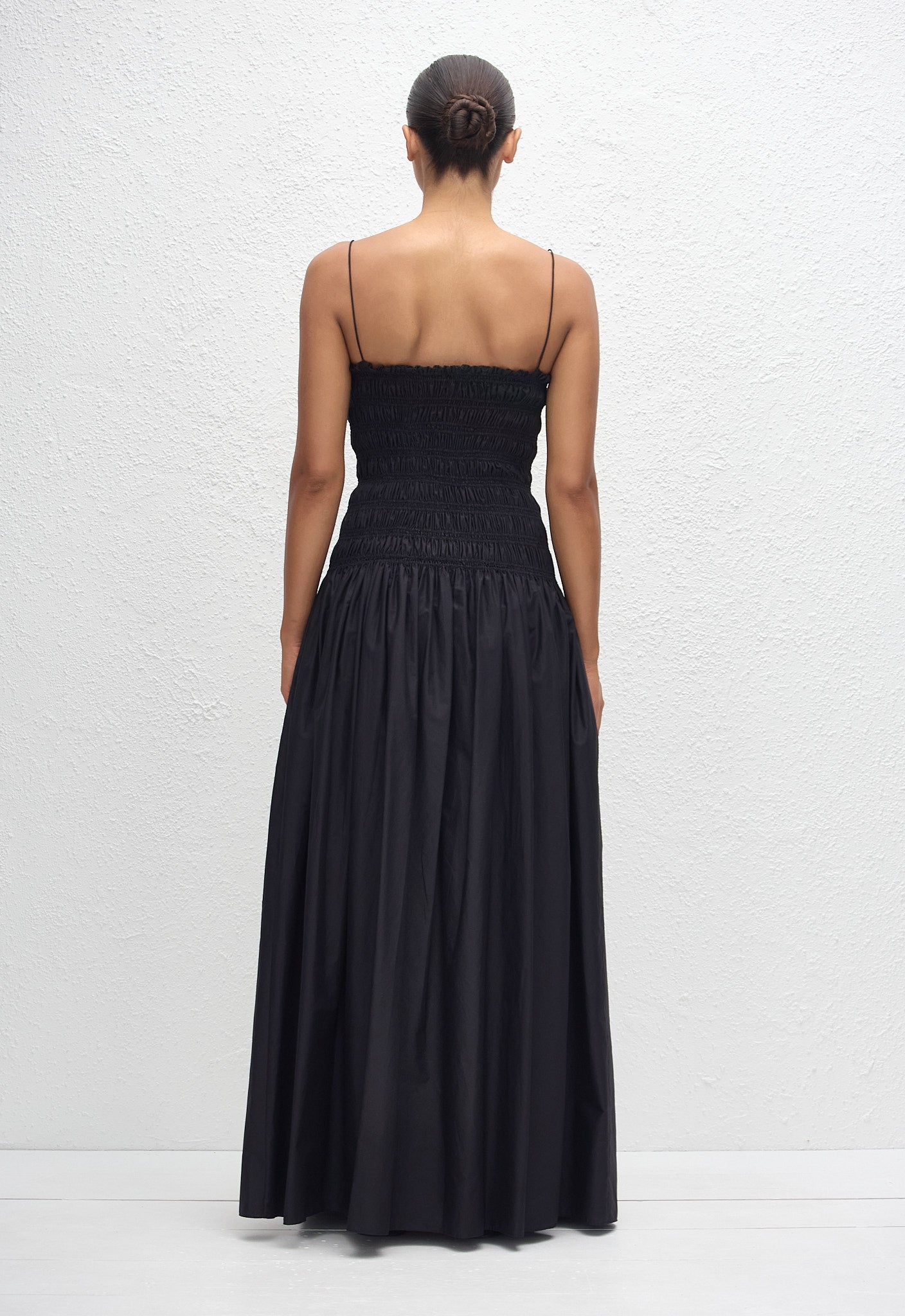 Shirred Drop Waist Dress - Black - Matteau