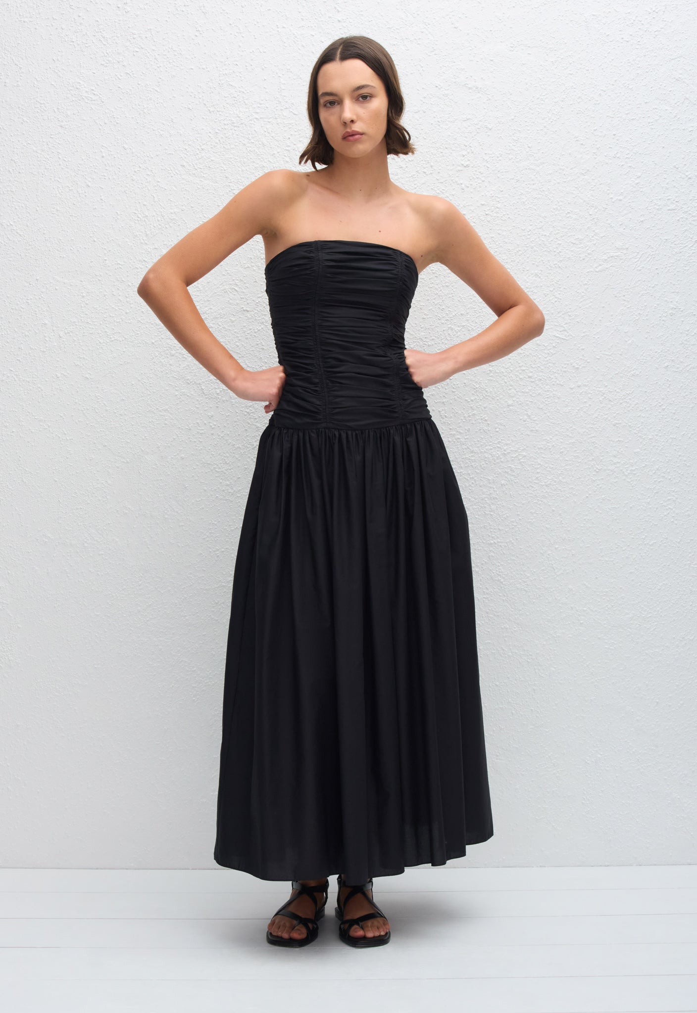 Strapless Drop Waist Dress - Black