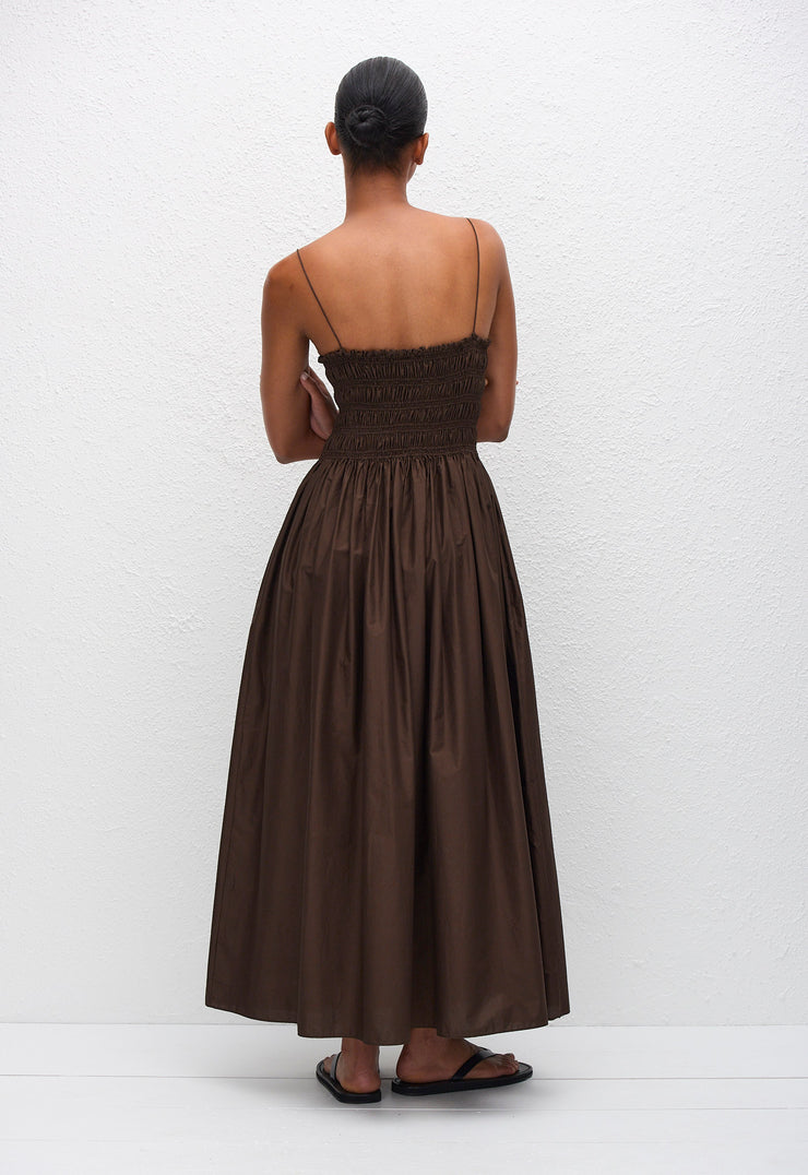 Shirred Bodice Dress - Chocolate - Matteau