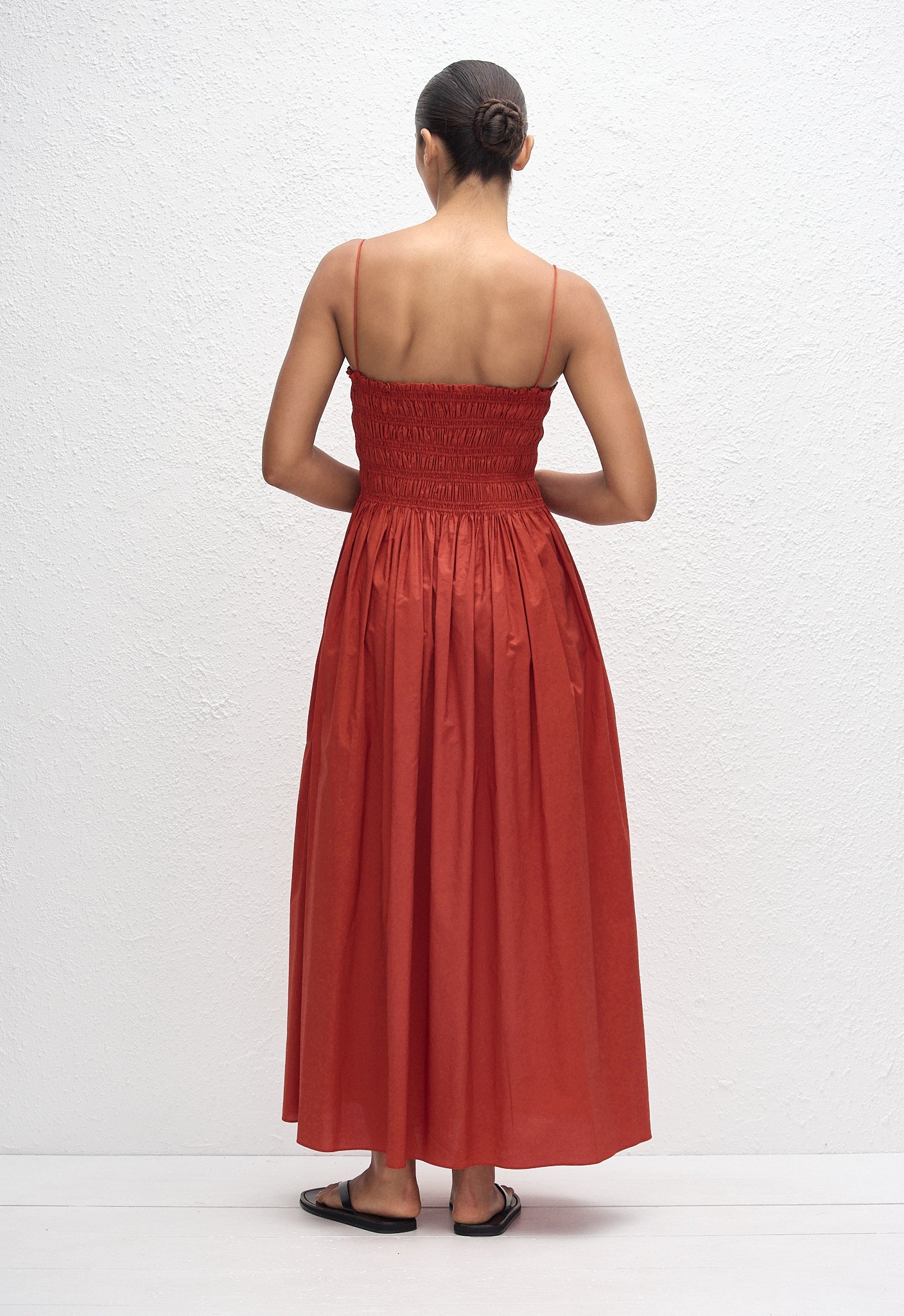 Shirred Bodice Dress - Tomato - Matteau