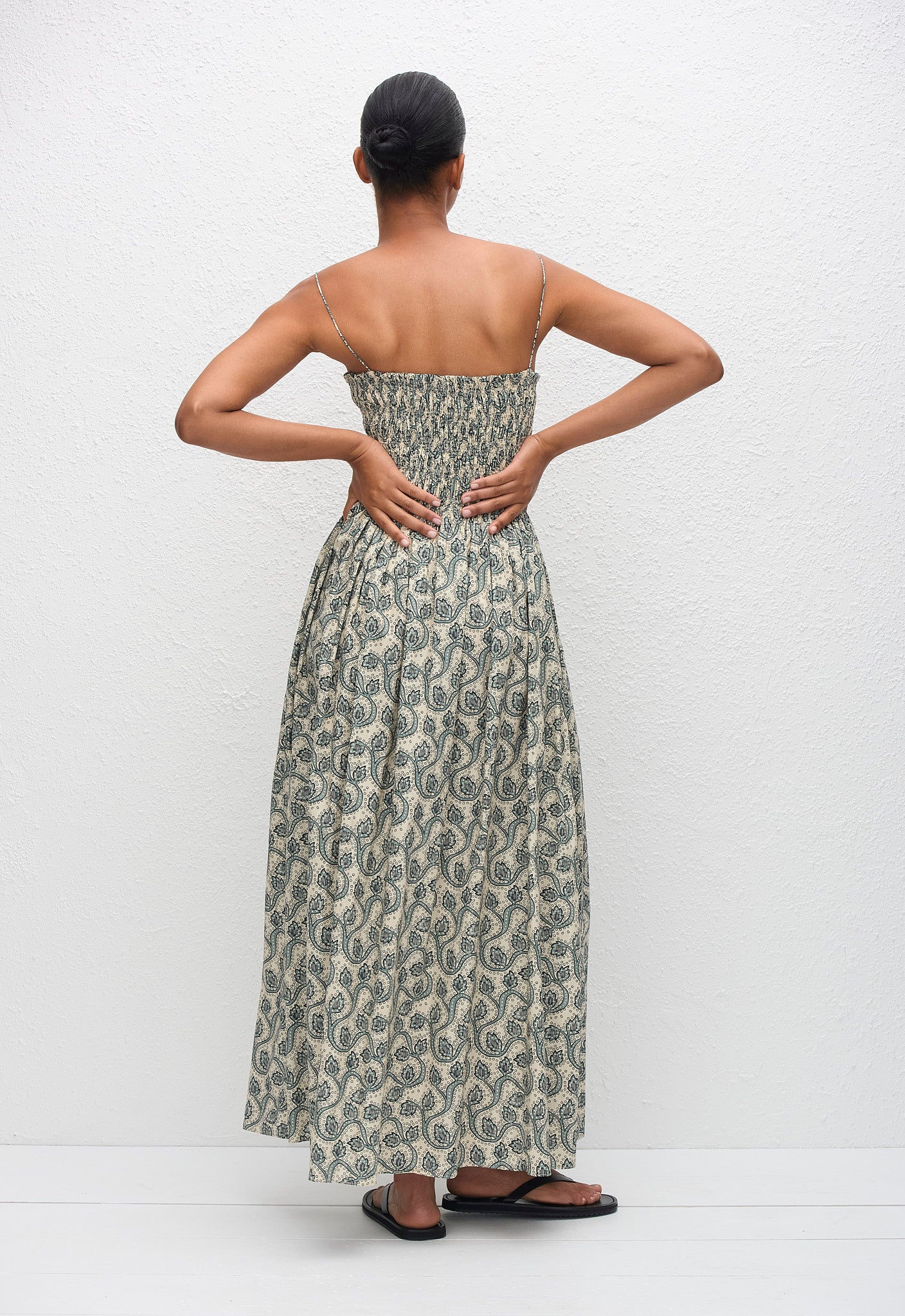 Shirred Bodice Dress - Vine - Matteau