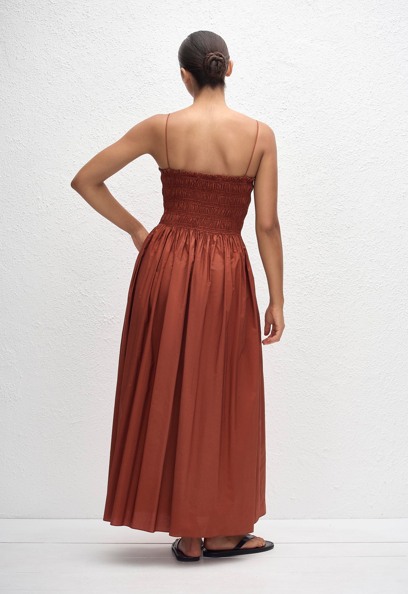 Shirred Bodice Dress - Garnet - Matteau