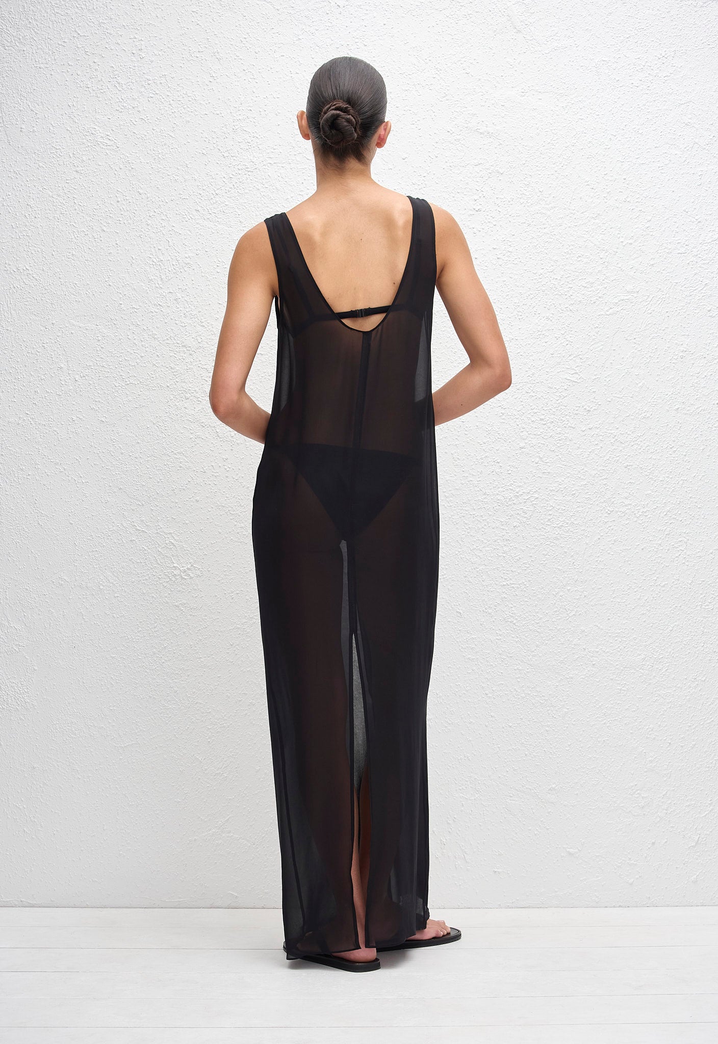 Sheer Overlay Dress - Black - Matteau