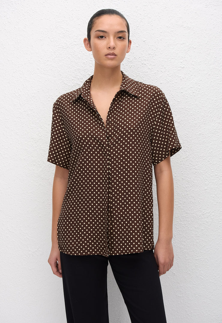 Short Sleeve Shirt - Polka Dot (Chocolate) - Matteau