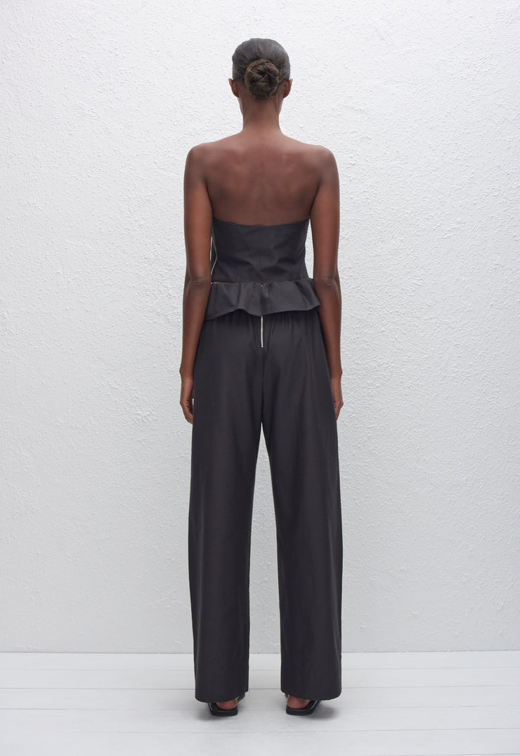 Gathered Waist Trouser - Black - Matteau