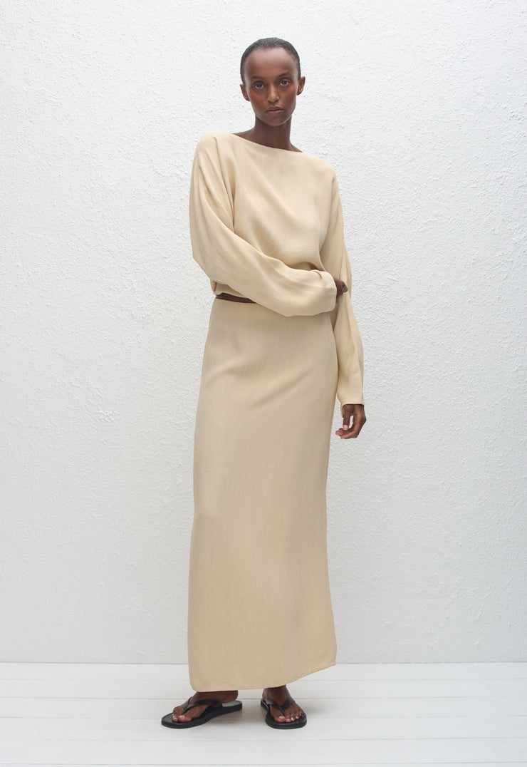 Straight Midi Skirt - Flax - Matteau