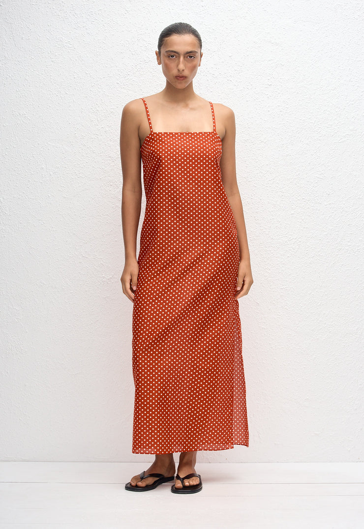 Square Shift Midi Dress - Polka Dot (Tomato) - Matteau