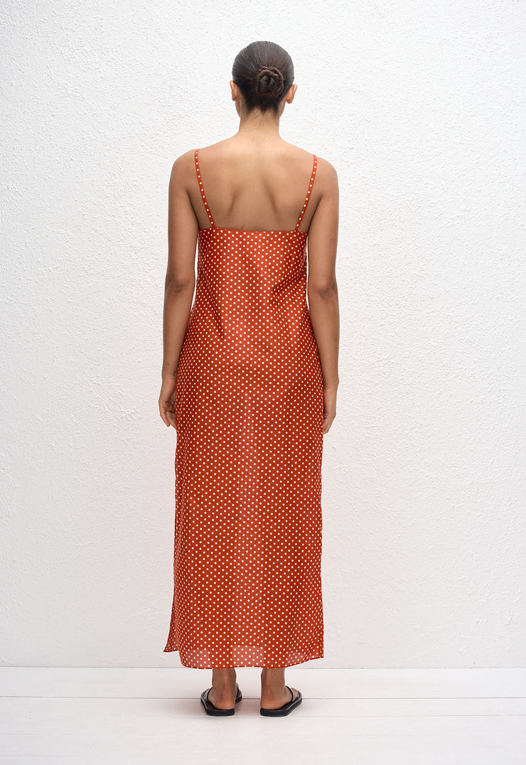 Square Shift Midi Dress - Polka Dot (Tomato) - Matteau