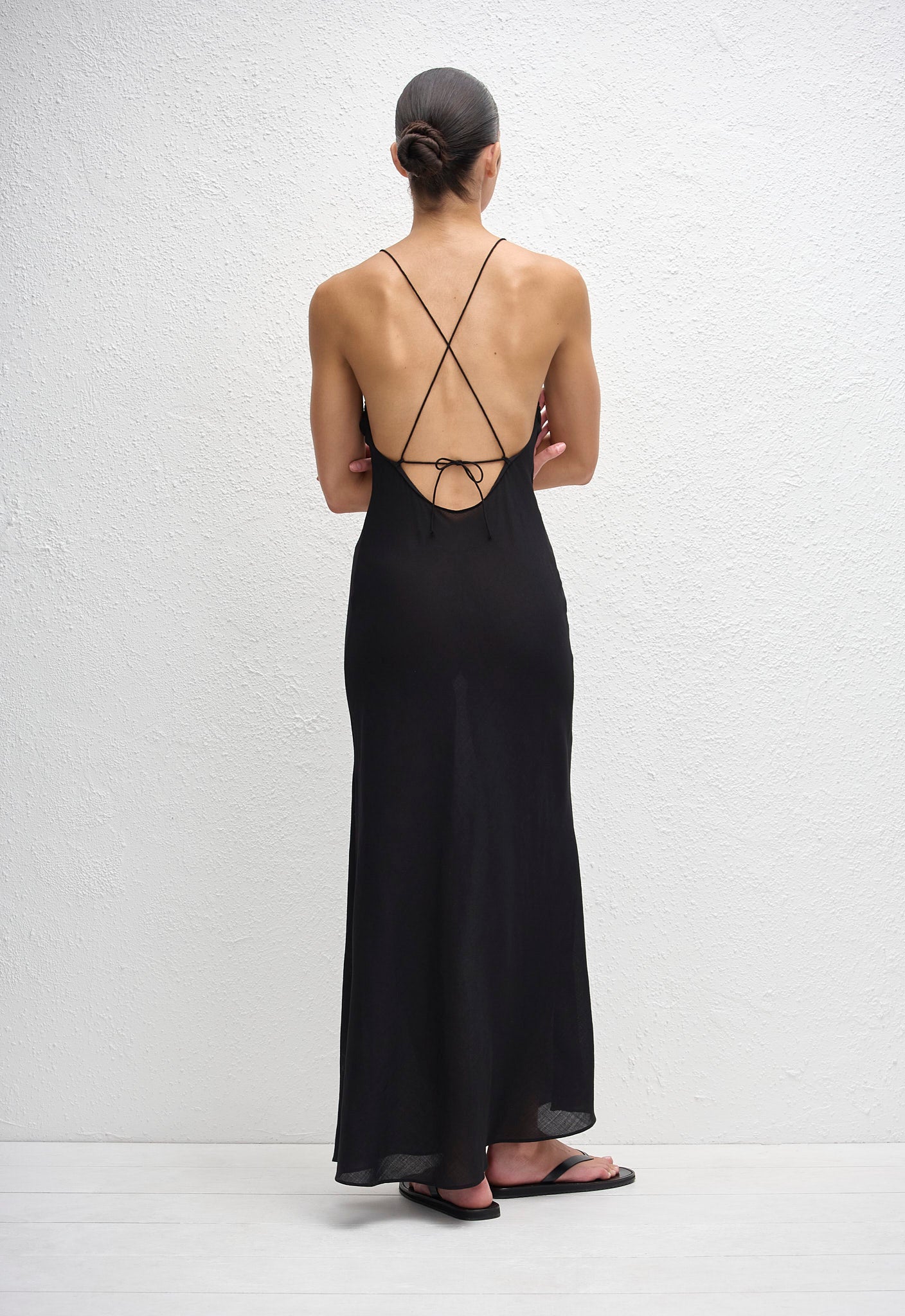 Sheer Wool Bias Dress - Black - Matteau