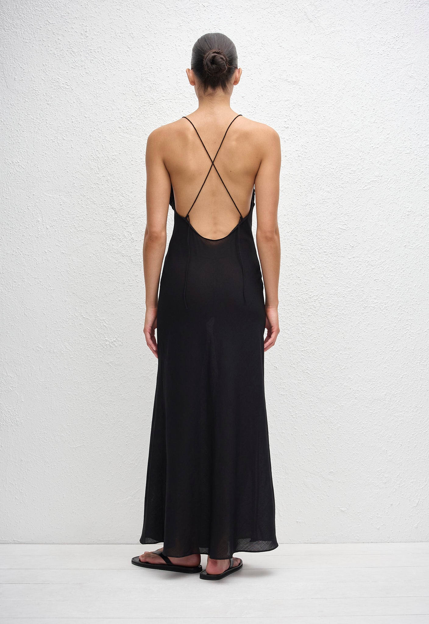 Sheer Wool Bias Dress - Black - Matteau