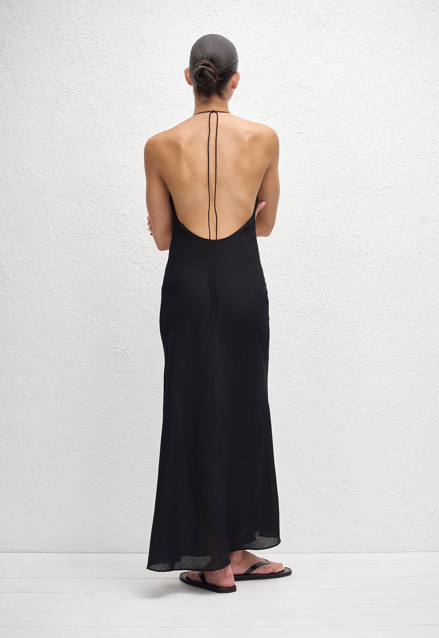 Sheer Wool Bias Dress - Black - Matteau